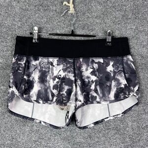 Lululemon Running Shorts Size‎ 6 Floral Black White Athletic Lightweight